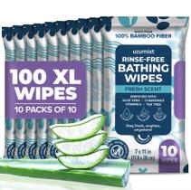 Toalhetes corporais Uzumist No Rinse XL Ultra Thick 100 fibras de bambu Toalhetes corporais Uzumist No Rinse XL Ultra Thick 100 fibras de bambu