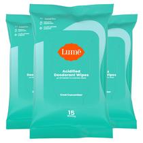 Toalhetes desodorantes Lume Acidificados 24 horas para controle de odor 15 ct x3 Toalhetes desodorantes Lume Acidificados 24 horas para controle de odor 15 ct x3