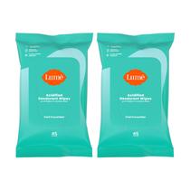 Toalhetes desodorantes Lume Acidificados 24 horas para controle de odor 45 ct x2 Toalhetes desodorantes Lume Acidificados 24 horas para controle de odor 45 ct x2