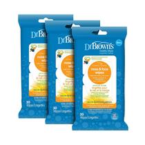 Toalhetes Dr. Brown's Healthy para nariz e rosto para bebês, 30 unidades, pacote com 3 Toalhetes Dr. Brown's Healthy para nariz e rosto para bebês, 30 unidades, pacote com 3