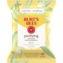 Toalhetes faciais Burt's Bees, chá branco purificante, 30 quilates