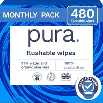 Toalhetes laváveis Pura 480 Toalhetes higiênicos 100% livres de plástico