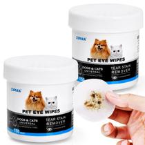 Toalhetes para olhos de animais de estimação OPULA, removedor de manchas de lágrimas para cães e gatos, 100% algodão