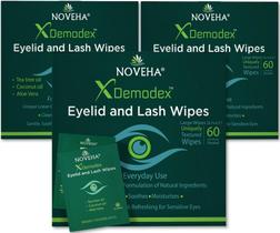 Toalhetes para pálpebras e cílios NOVEHA Demodex Extra Strength x60 Toalhetes para pálpebras e cílios NOVEHA Demodex Extra Strength x60
