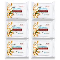 Toalhetes removedores de maquiagem com óleo de argão Epielle, toalhetes de limpeza facial diários suaves, rímel para remover sujeira, óleo e impermeável, hipoalergênicos e sem álcool, 30 unidades (pacote com 6) Toalhetes removedores de maquiagem com óleo de argão Epielle, toalhetes de limpeza facial diários suaves, rímel para remover sujeira, óleo e impermeável, hipoalergênicos e sem álcool, 30 unidades (pacote com 6)