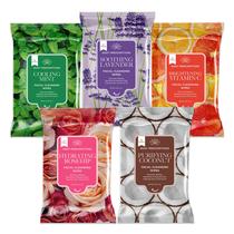 Toalhetes removedores de maquiagem, prescrições corporais de 5 x 150 ml (hortelã, rosa mosqueta, vitamina C, lavanda e coco)