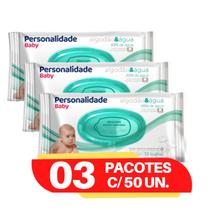 Toalhinhas umedecidas personalidade RN kit 3 pacotes com 50 unidades