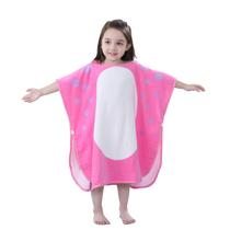 Toalla de baño con capucha LOLANTA para niños, de tela felpa, diseño de dinosaurio rosa, 4-6 años