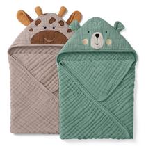 Toallas con Capucha para Bebé Blissful Diary Paquete de 2, Muselina Suave 81 cm Toallas con Capucha para Bebé Blissful Diary Paquete de 2, Muselina Suave 81 cm