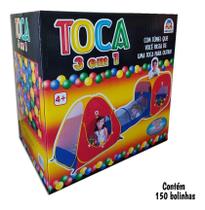 Toca Barraca Cabana Infantil Tunel 3 Em 1 Com 150 Bolinhas
