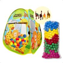 Toca Barraca Infantil Dinossauros Dobravel + 25 Bolinhas Coloridas Piscina + Brinquedos Dinossauros