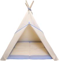 Toca Casinha tenda barraca +tapete acolchoado azul claro 135x90x90cm