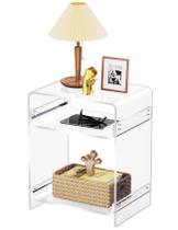 Toca-discos acrílicolor de mesa final com prateleira de armazenamento transparente