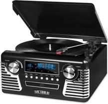 Toca-discos Bluetooth Victrola 50's Retro com alto-falantes pretos