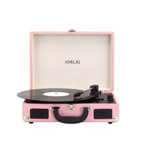 Toca-discos de mala portátil JORLAI Bluetooth de 3 velocidades