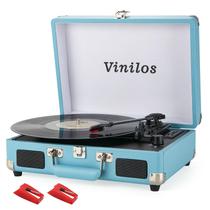 Toca-discos de vinil Bluetooth USB 3 velocidades portátil retrô