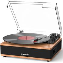 Toca-discos de vinil RetroAudio Bluetooth 3 velocidades em nogueira