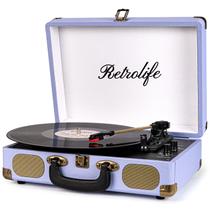 Toca-discos de vinil Retrolife Bluetooth de 3 velocidades roxo
