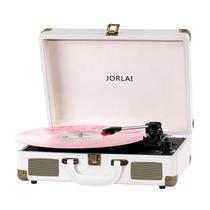 Toca-discos JORLAI de 3 velocidades, toca-discos Bluetooth, branco