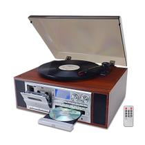 Toca-discos LoopTone 10 em 1 com Bluetooth, estilo vintage, CD e cassete Toca-discos LoopTone 10 em 1 com Bluetooth, estilo vintage, CD e cassete