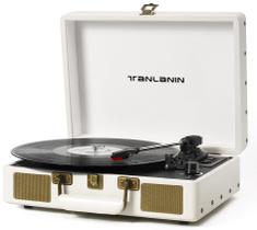 Toca-discos TANLANIN Vintage Bluetooth USB de 3 velocidades branco