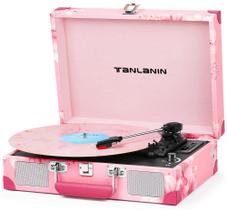 Toca-discos TANLANIN Vinyl Bluetooth USB/TF Recording Pink