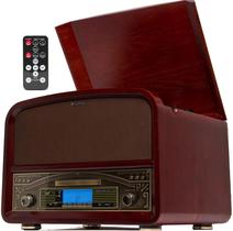 Toca-discos Tech-Play TCP9560BT Bluetooth 20W em madeira cerejeira