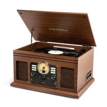 Toca-discos Victrola Quincy 6 em 1 Bluetooth acabamento nogueira