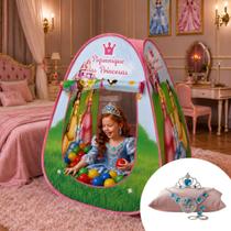Toca Tenda Barraca Infantil Princesa Dobravel + 25 Bolinhas Coloridas + Joias das Princesas Toca Tenda Barraca Infantil Princesa Dobravel + 25 Bolinhas Coloridas + Joias das Princesas