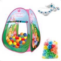 Toca Tenda Barraca Infantil Princesa Dobravel + 25 Bolinhas Coloridas + Joias das Princesas Toca Tenda Barraca Infantil Princesa Dobravel + 25 Bolinhas Coloridas + Joias das Princesas