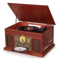 TocaDiscos 3 em 1 com Bluetooth Reproduz Vinil, CD, Fita Cassete, USB e Rádio FM