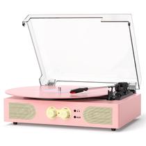 Tocadiscos TANLANIN Vintage Rosa 3 Velocidades con Bluetooth y Graves