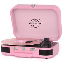 Tocador de Discos de Vinil Bluetooth VINYLS LINK Vintage Rosa