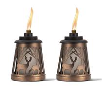 Tocha de mesa TIKI Woodsy, pacote com 2 unidades, decoração externa em bronze Tocha de mesa TIKI Woodsy, pacote com 2 unidades, decoração externa em bronze