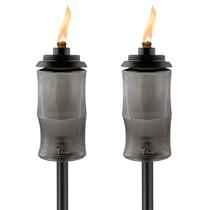 Tocha Tiki TIKI Easy Install em vidro esculpido preto de 165 cm, pacote com 2 Tocha Tiki TIKI Easy Install em vidro esculpido preto de 165 cm, pacote com 2