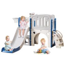 Toddler Slide YUYUE 8 em 1 de 1 a 3 anos com cesta de basquete branca+azul