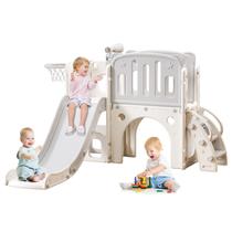 Toddler Slide YUYUE 8 em 1 de 1 a 3 anos com cesta de basquete branca+cinza