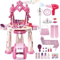 Toddler Vanity Makeup Table Toy DeAO 76 cm com cadeira e espelho