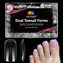 Toe Nail Dual Forms, 600 unidades para gel de extensão de poliéster EBANKU