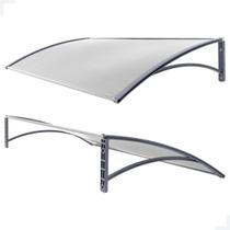 Toldo 1,00x0,50 Policarbonato Translúcido Mão Francesa Cinza