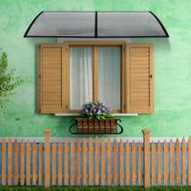 Toldo de Policarbonato Plug Lar 1,2m x 50cm Preto com Translúcido Proteção e Estilo para Áreas Externas