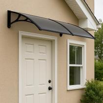 Toldo de Policarbonato Plug Lar 1m x 70cm Preto e Translúcido Proteção Moderna e Modular