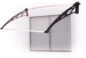 Toldo Fixo Versátil p/ portas, janelas e ar-condicionado de 120 x 60 cm - Braço Preto com Chapa Cristal Toldo Fixo Versátil p/ portas, janelas e ar-condicionado de 120 x 60 cm - Braço Preto com Chapa Cristal