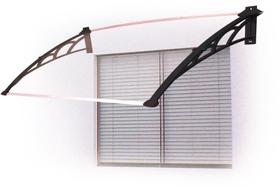 Toldo Fixo Versátil p/ portas, janelas e ar-condicionado de 80 x 60 cm - Braço Preto com Chapa Cristal Toldo Fixo Versátil p/ portas, janelas e ar-condicionado de 80 x 60 cm - Braço Preto com Chapa Cristal