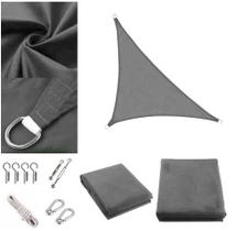 Toldo lona tela sombreamento triangulo 5x5x7 +kit instalação cor:cinza