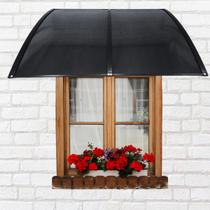 Toldo Policarbonato Preto Fumê 75 cm x 1 metro Kit Completo Proteção para Portas Janelas Compressor