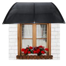 Toldo Policarbonato Preto Fumê 75 cm x 1,5 metro Kit Completo Proteção para Portas Janelas Compressor (75x150)