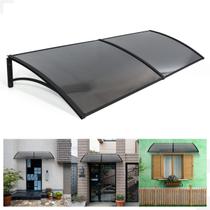 Toldo Policarbonato Versátil com Mão Francesa 1.2mx0.50m - Preto com Fumê para Cobertura de Portas, Janelas, etc. Toldo Policarbonato Versátil com Mão Francesa 1.2mx0.50m - Preto com Fumê para Cobertura de Portas, Janelas, etc.