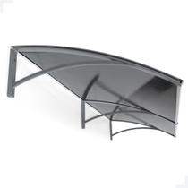 Toldo Policarbonato Versátil com Mão Francesa 1.5mx0.50m - Cinza com Fumê para Cobertura de Portas, Janelas, etc.