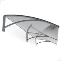 Toldo Policarbonato Versátil com Mão Francesa 1.5mx0.50m - Cinza com Translúcido para Cobertura de Portas, Janelas, etc.